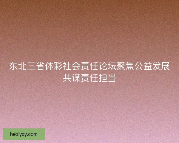 东北三省体彩社会责任论坛聚焦公益发展共谋责任担当
